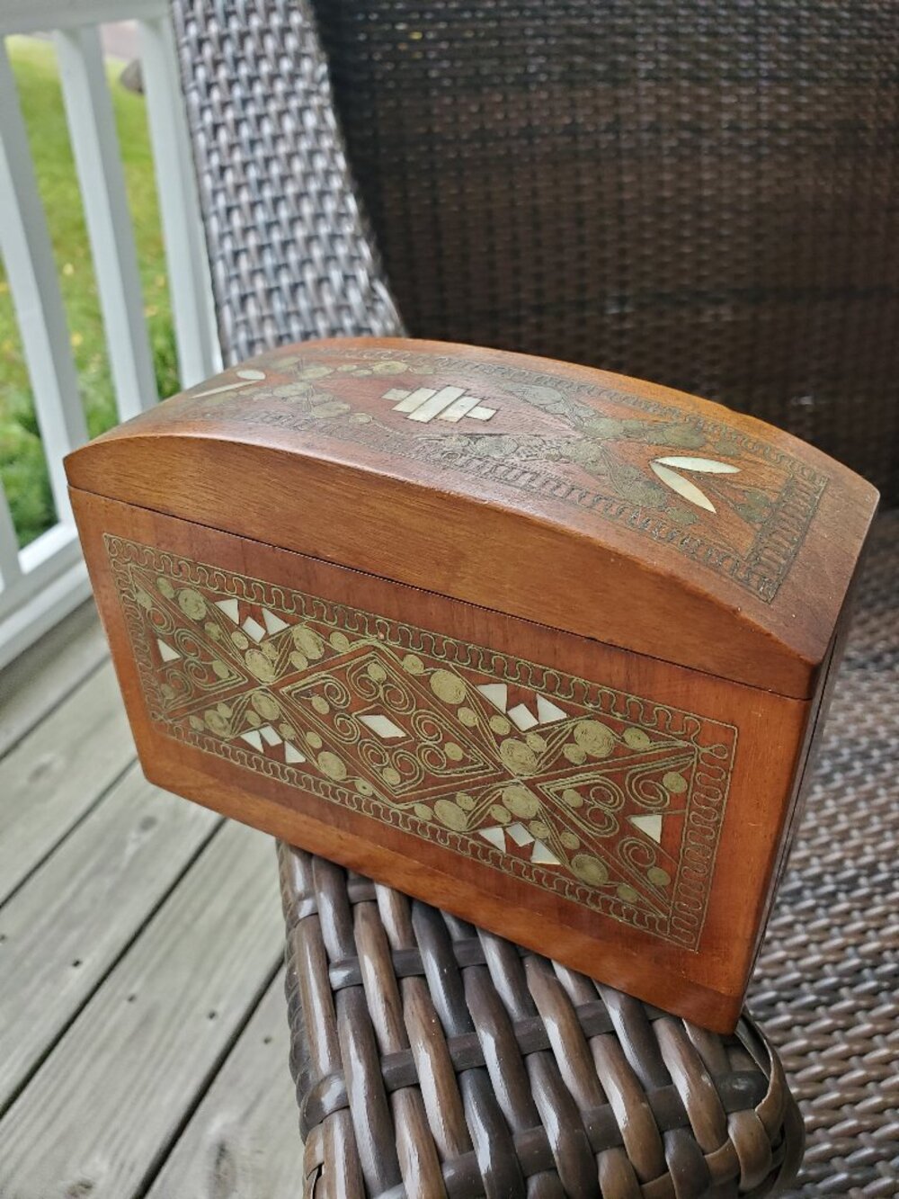 Vintage Wood Marquetry Folding Cigarette Box Case Northern Africa Maghreb